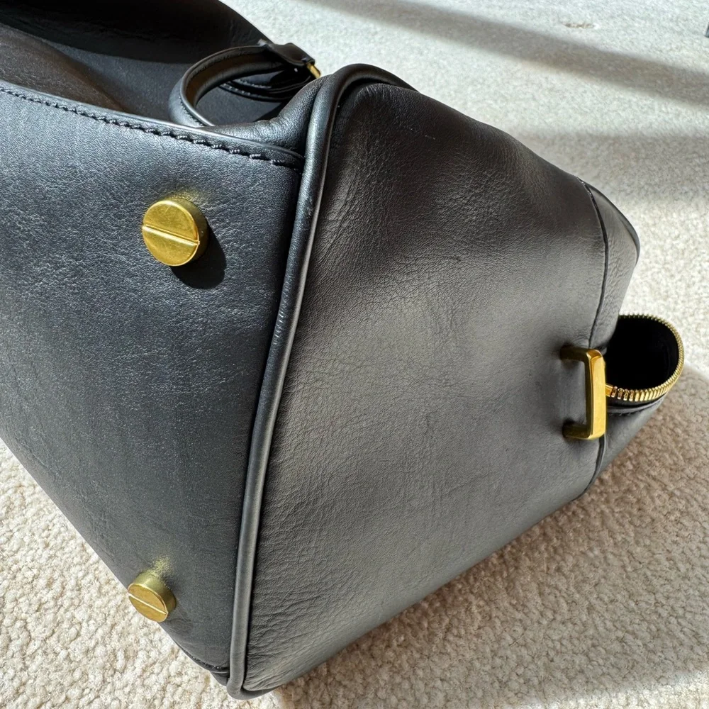Vintage J. Crew Black Leather Top Handle Satchel Doctor Bag Purse New w/o tags! - Picture 13 of 13